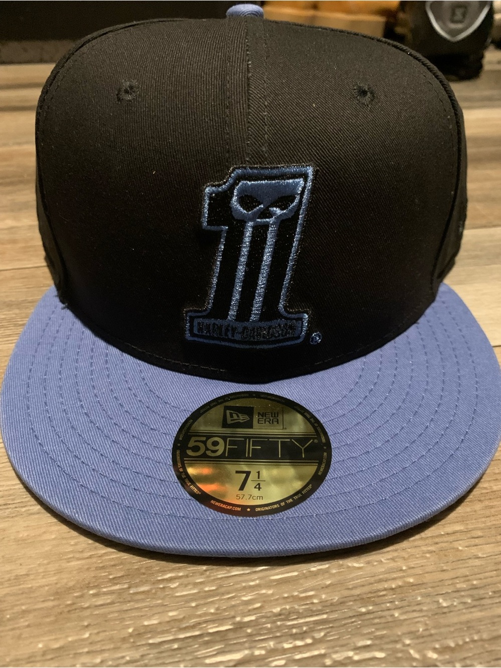 New Era Black and Periwinkle Interior 59FIFTY Fitted Hat 7 1/4